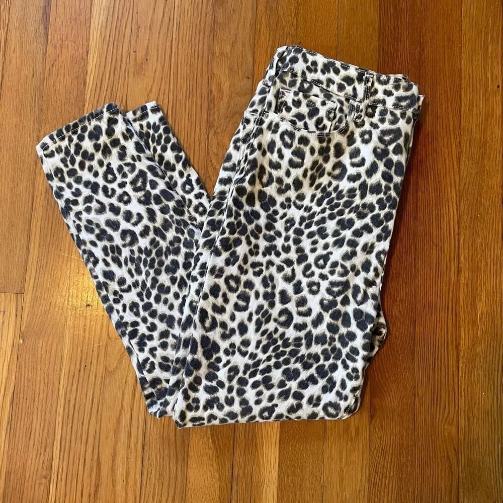 FRAME | ali high rise cigarette jeans beige leopard print 30